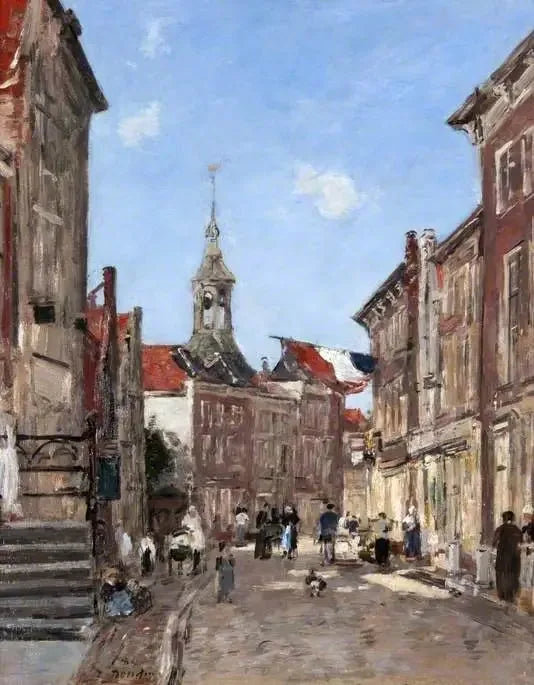 Une rue de Dordrecht - Eugène Boudin image 1 reproduction réalisée par Alpha Reproduction