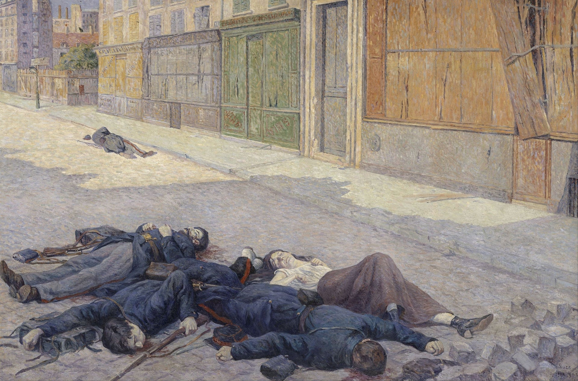 Une rue de Paris en mai 1871 - Maximilien Luce image 1 copie de tableau peinte à la main