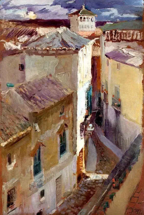 Une rue de Tolède (Una Calle de Toledo) - Joaquín Sorolla image 1 reproduction de peinture à l’huile