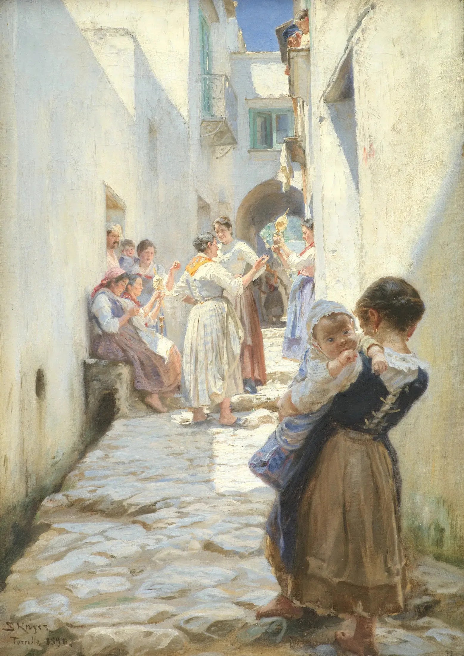 Une rue de Torello, Italie - Peder Severin Krøyer image 1 reproduction de peinture à l’huile