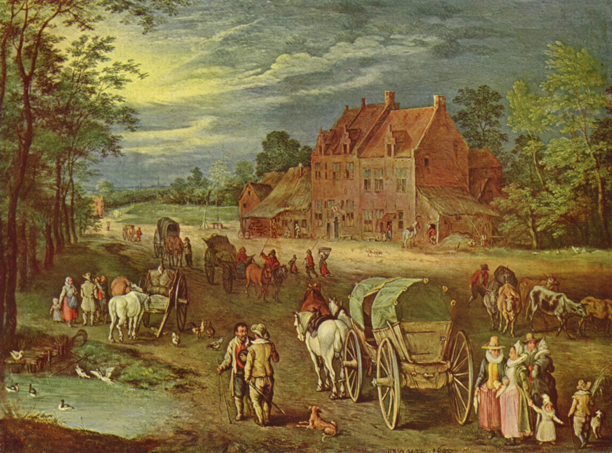 Une rue de village - Jan Brueghel le Jeune image 1 reproduction de peinture à l’huile