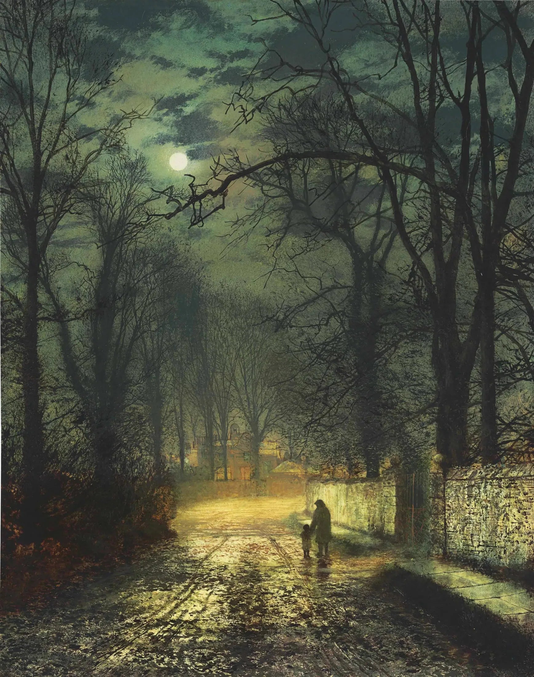 Une ruelle au clair de lune - John Atkinson Grimshaw image 1 reproduction d’œuvre d’art à l’huile