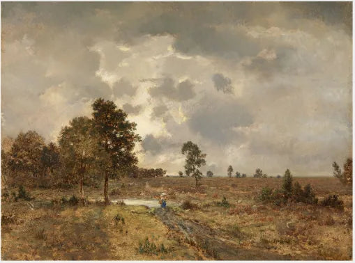 Une scène champêtre avec un enfant - Théodore Rousseau image 1 copie peinte à la main à l’huile