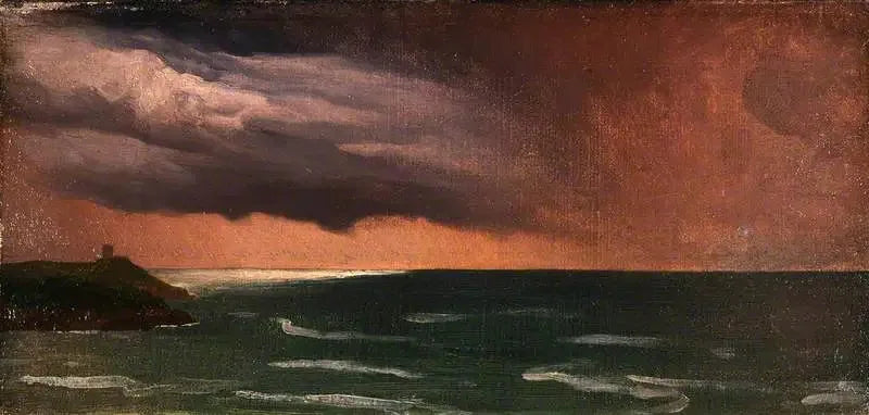 Une scène côtière, Irlande : effet de tempête - Frederic Leighton image 1 reproduction artisanale de tableau