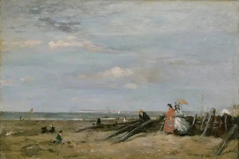 Une scène de plage à Trouville - Eugène Boudin image 1 reproduction de peinture à l’huile