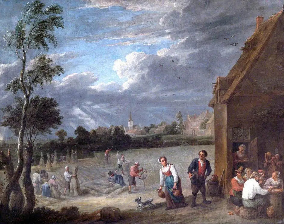 Une scène de récolte - David Teniers le Jeune image 1 reproduction artisanale de tableau