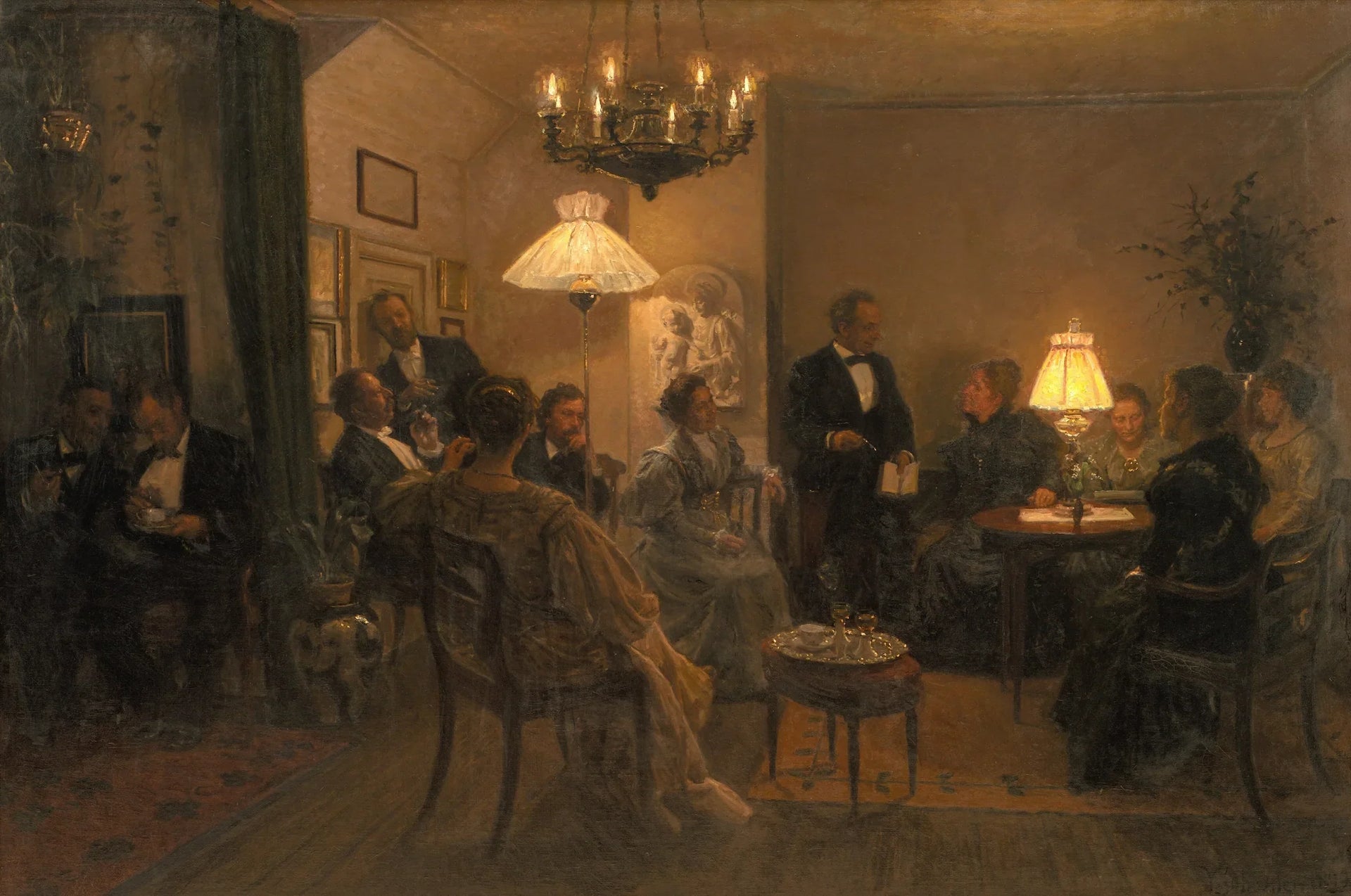 Une soirée chez l'artiste - Viggo Johansen image 1 tableau peint à l’huile sur toile