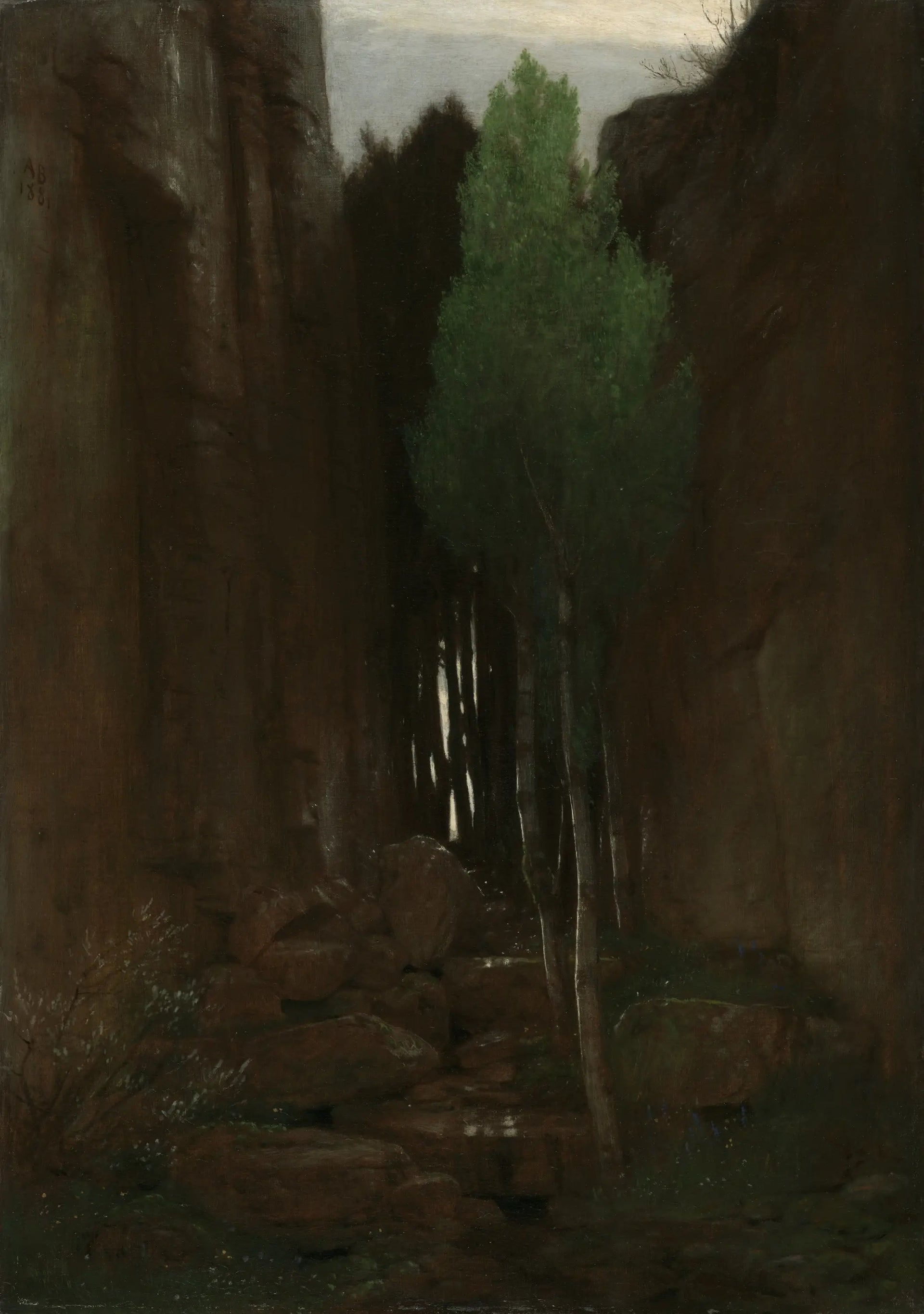 Une source dans une gorge étroite - Arnold Böcklin image 1 reproduction de peinture à l’huile