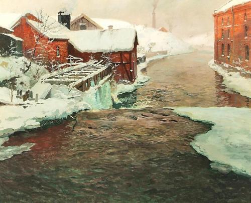 Une usine en Norvège - Frits Thaulow image 1 tableau peint à l’huile sur toile
