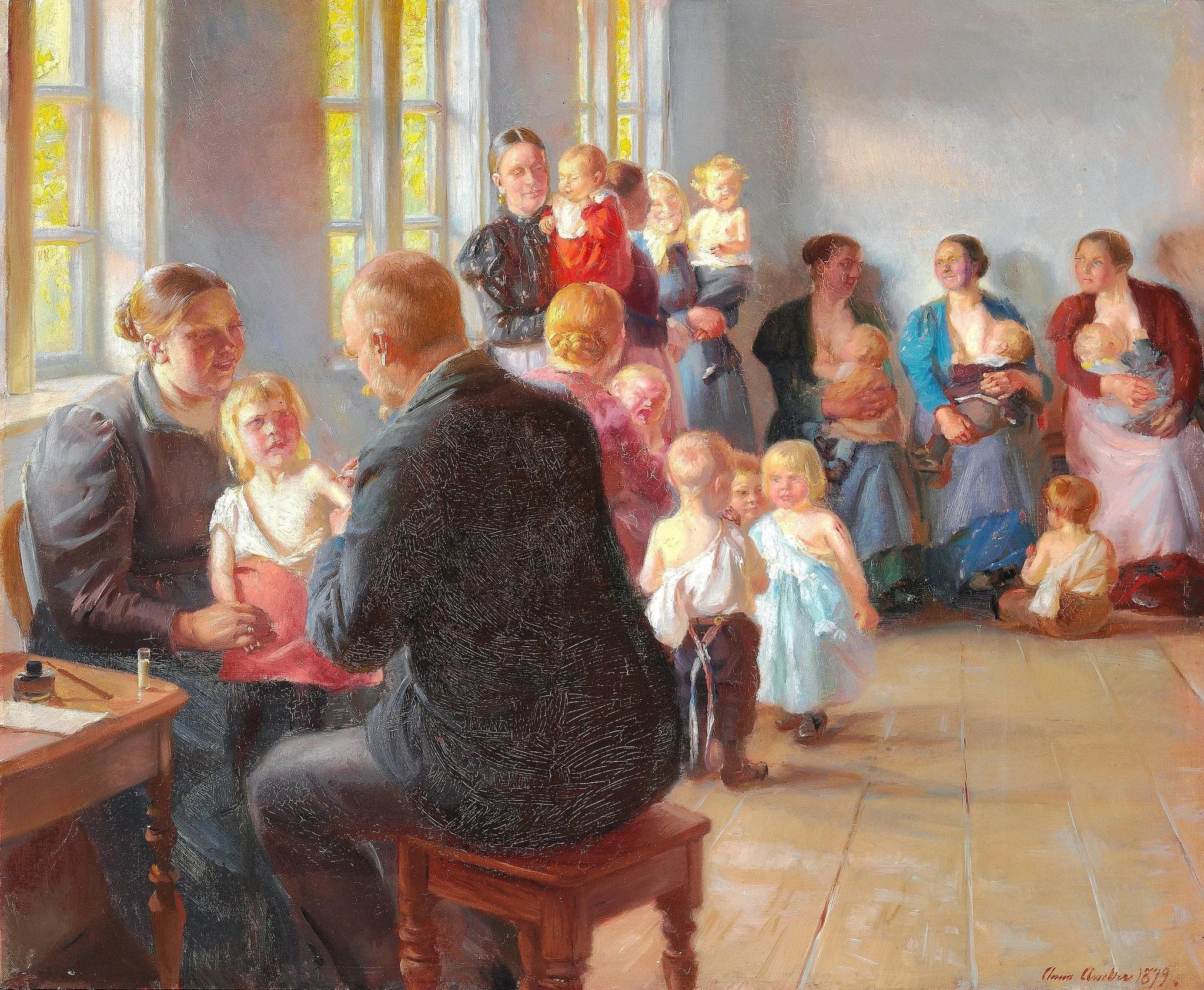 Une vaccination - Anna Ancher image 1 copie de tableau peinte à la main