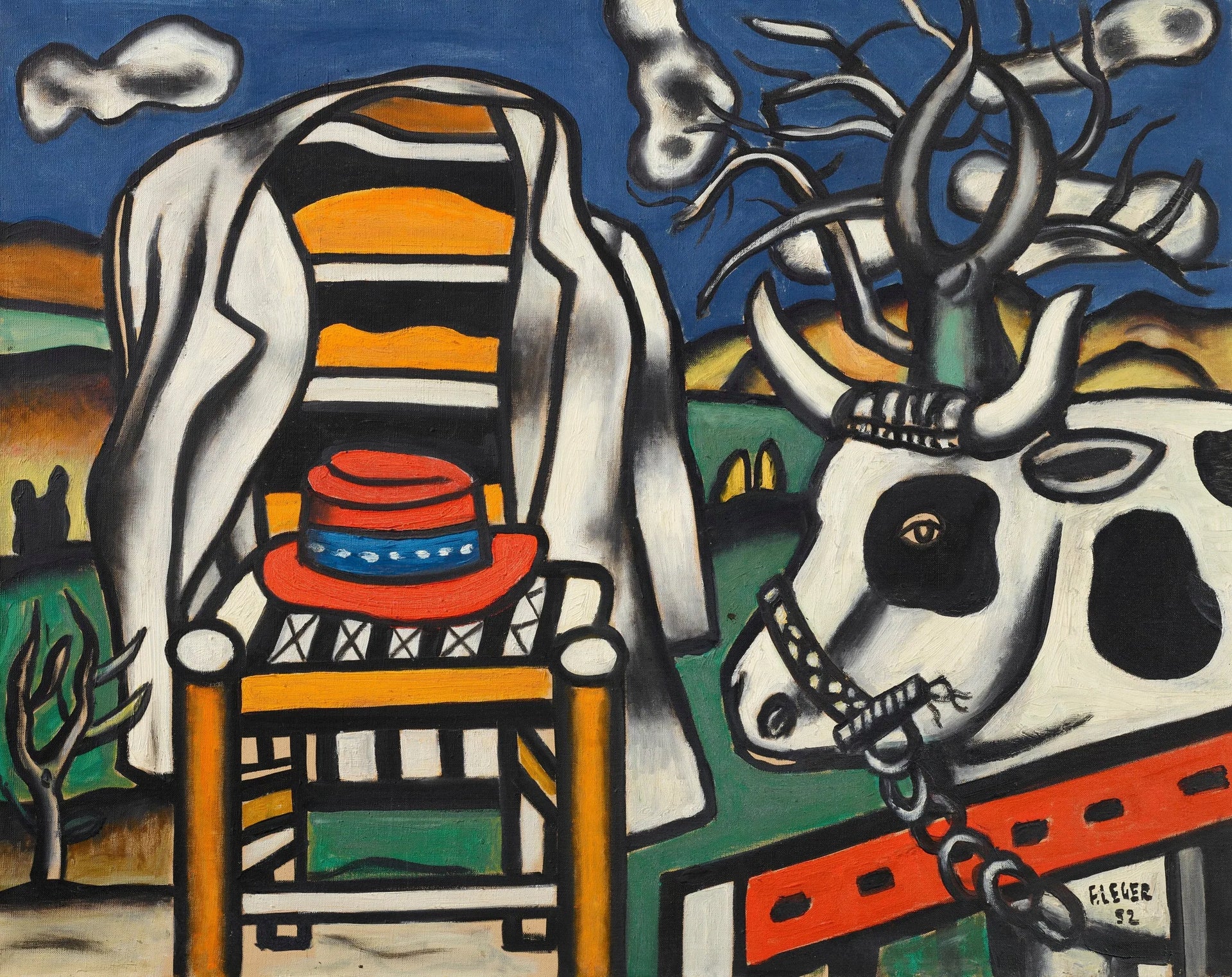 Une vache et un chapeau rouge - Fernand Léger image 1 reproduction réalisée par Alpha Reproduction