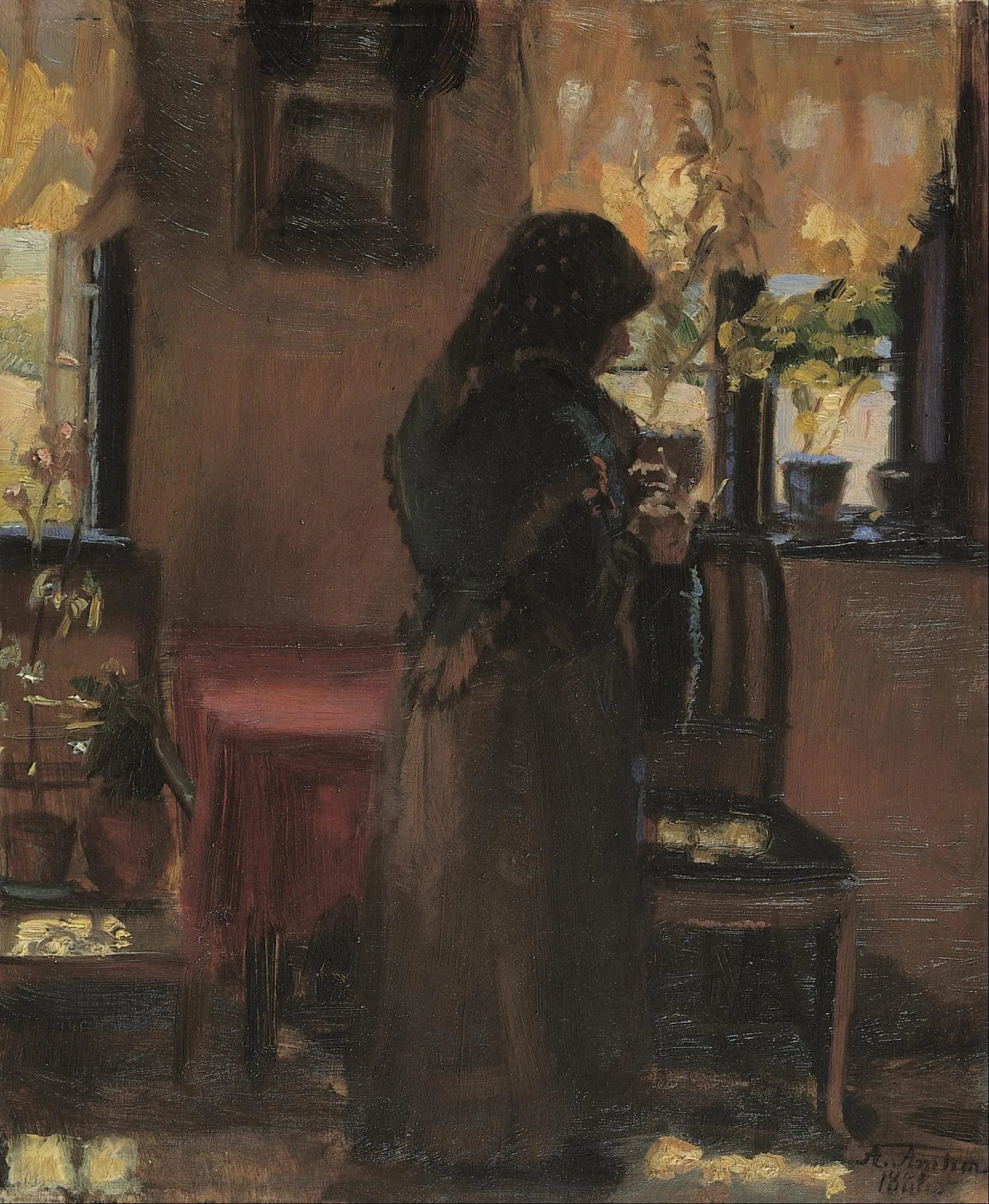 Une vieille dame dans sa chambre. - Anna Ancher image 1 reproduction artisanale de tableau