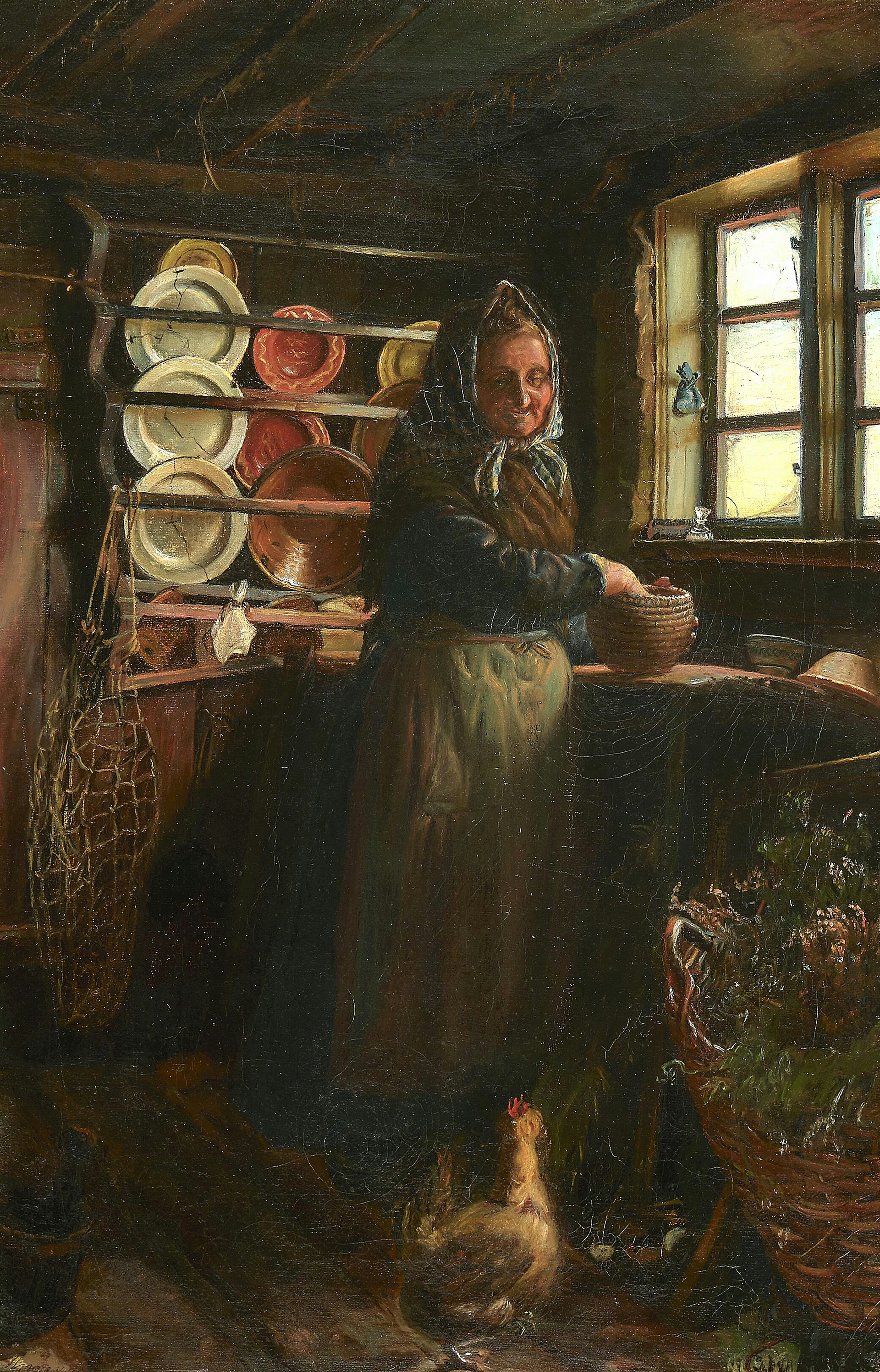 Une vieille dame dans sa cuisine. - Anna Ancher image 1 tableau peint à l’huile sur toile