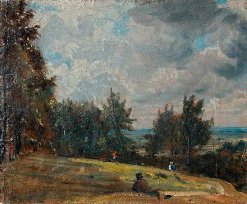 Une vue à Hampstead avec des arbres et des personnages - John Constable image 1 reproduction d’œuvre d’art à l’huile