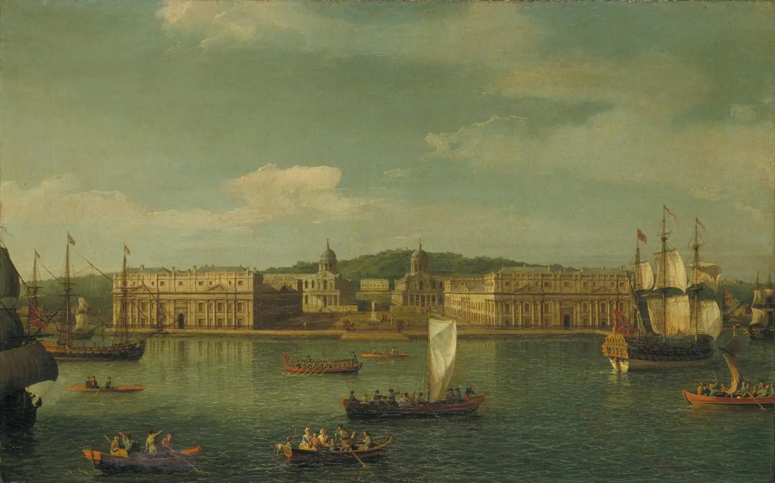 Une vue de Greenwich depuis la rivière - Canaletto image 1 reproduction artisanale de tableau