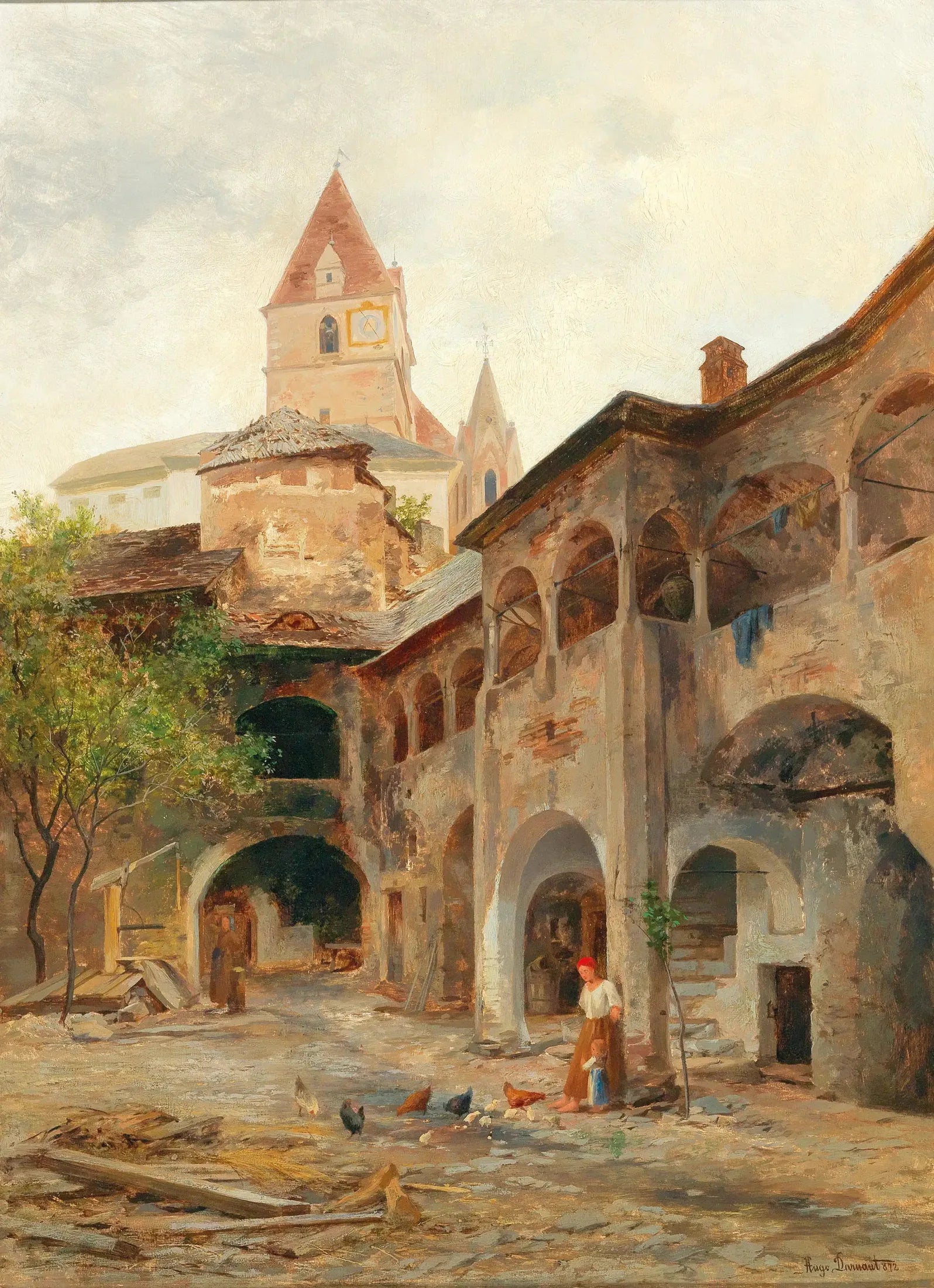 Une vue du Theissenhoferhof à Weissenkirchen - Hugo Darnaut image 1 reproduction d’œuvre d’art à l’huile