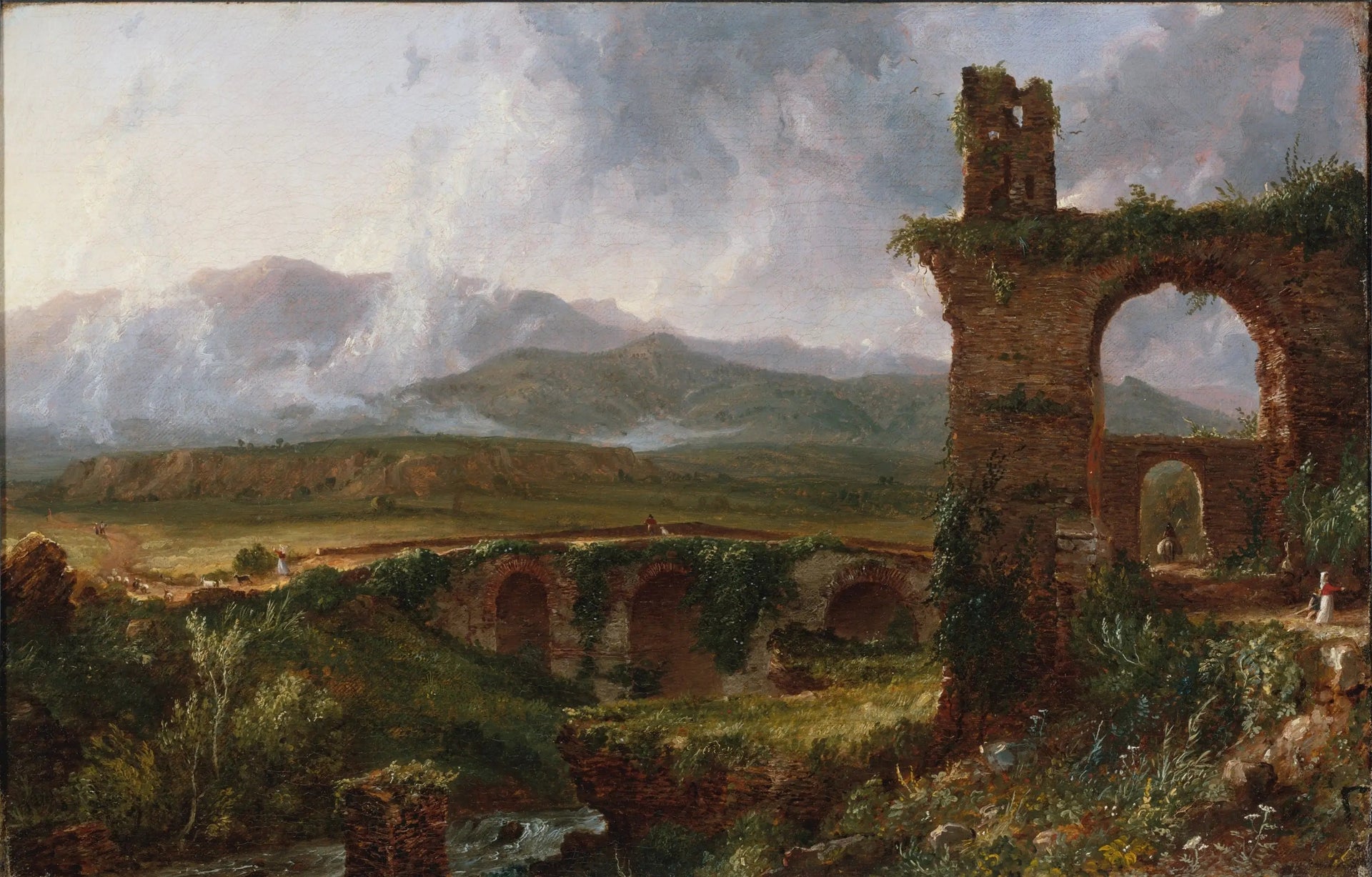 Une vue près de Tivoli (matin) - Thomas Cole image 1 reproduction artisanale de tableau