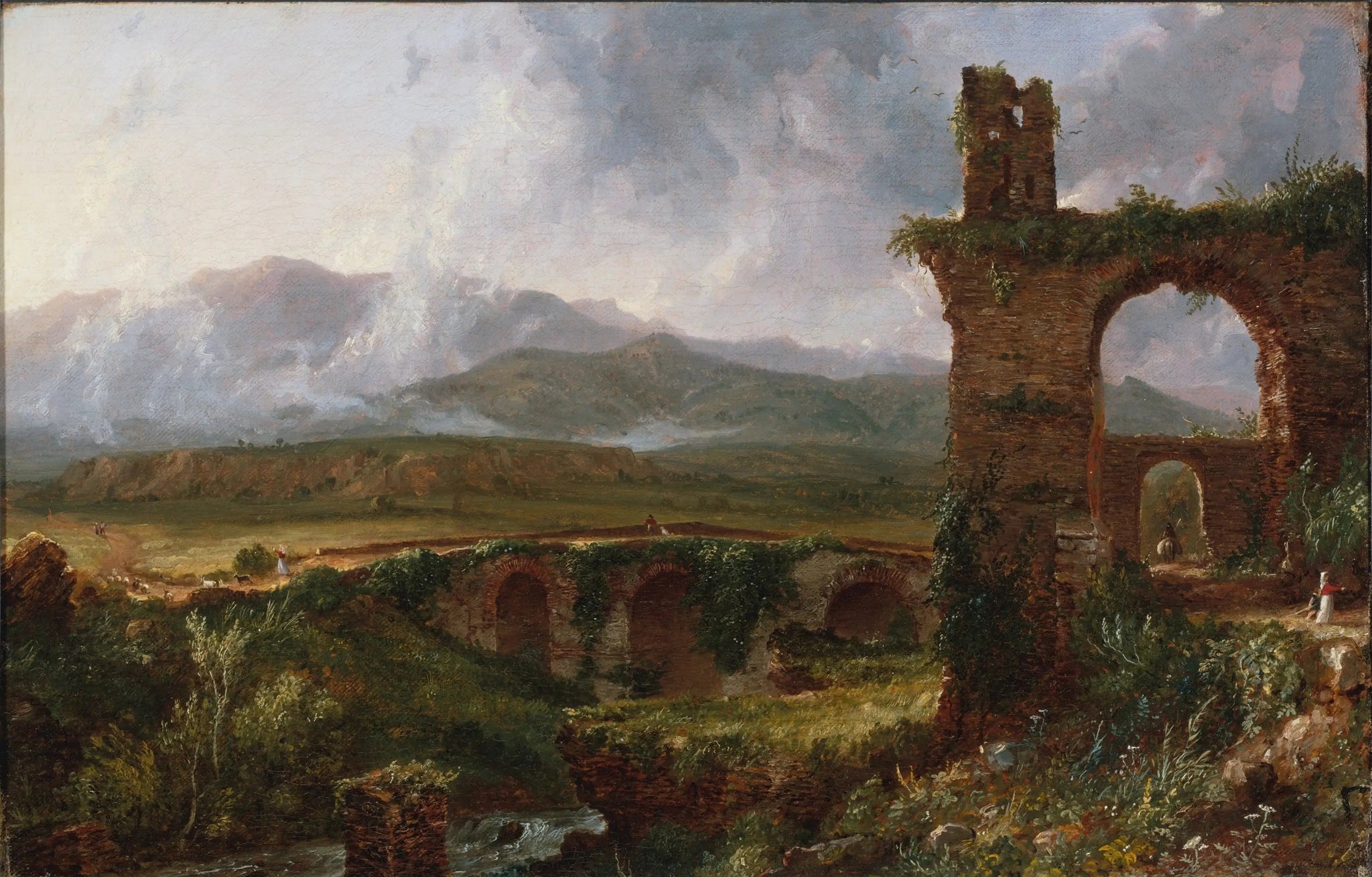 Une vue près de Tivoli (matin) - Thomas Cole image 1 reproduction artisanale de tableau