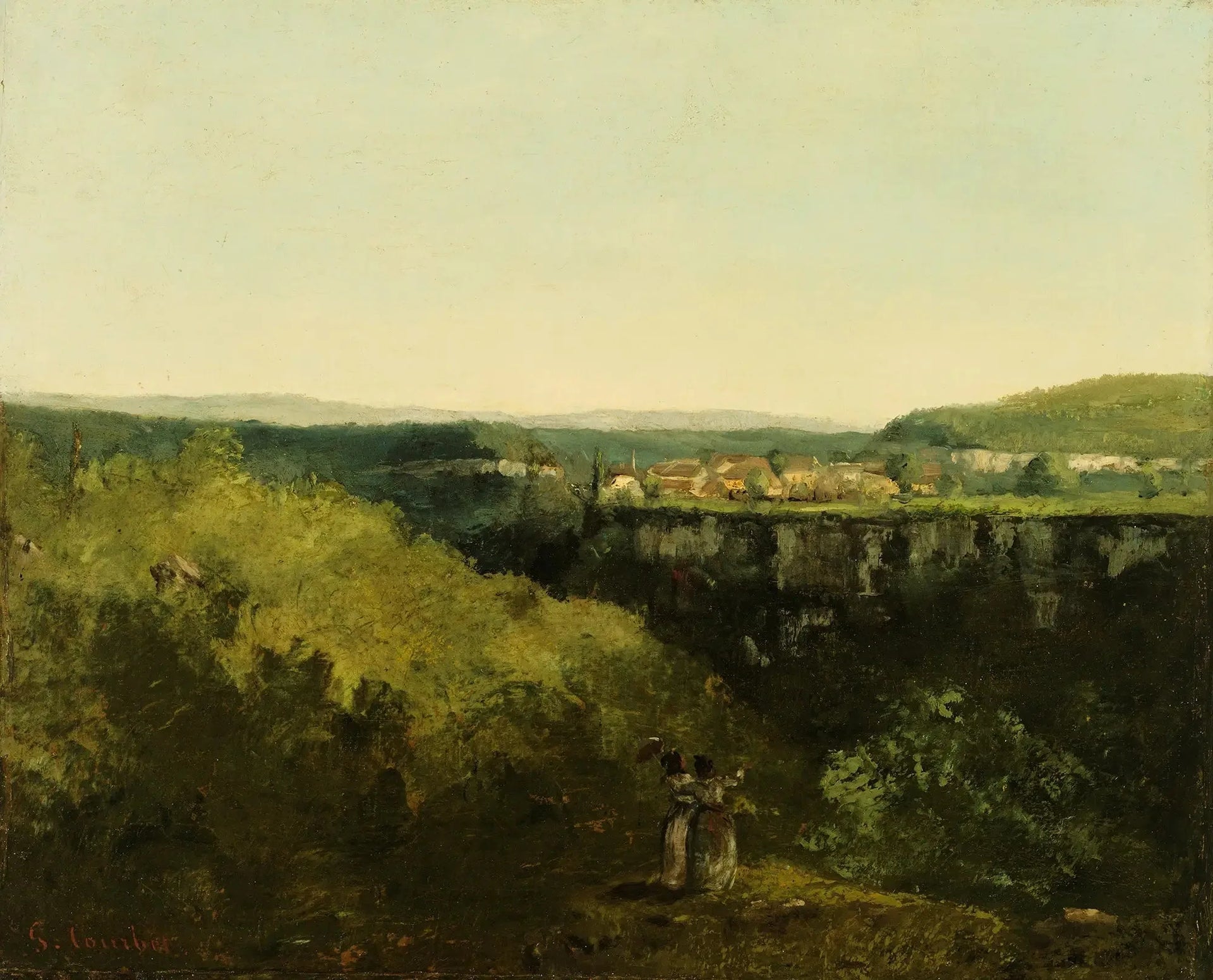 Une vue sur la rivière - Gustave Courbet image 1 reproduction de peinture à l’huile
