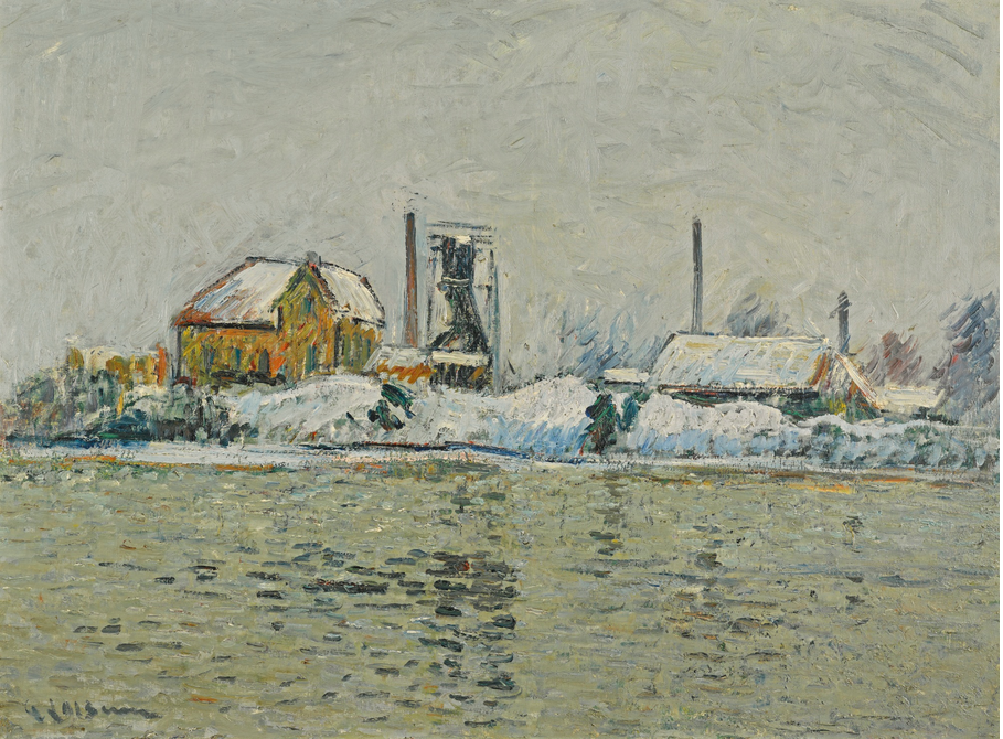 USINE AU BORD DE L'OISE, EFFET DE NEIGE - Gustave Loiseau image 1 copie de tableau peinte à la main