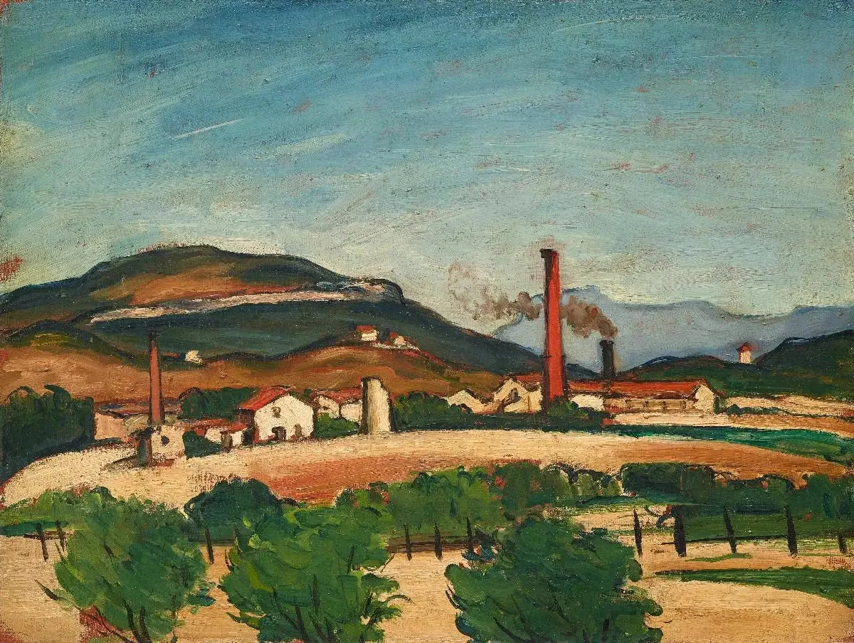 Usines près du Mont de Cengle - Paul Cézanne image 1 reproduction de peinture à l’huile