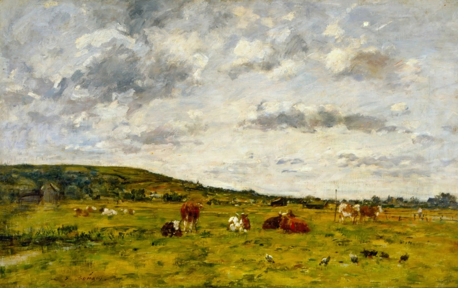 Vaches au pâturage - Eugène Boudin image 1 reproduction artisanale de tableau