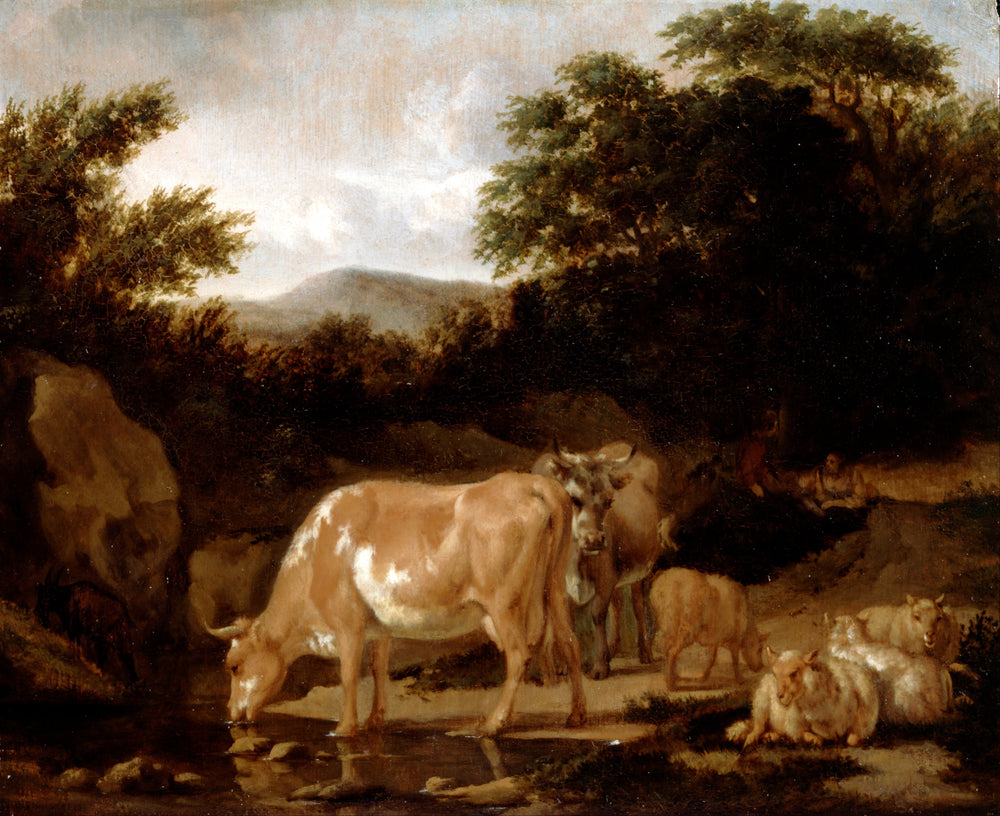 Vaches et moutons dans un bois - Adriaen van de Velde image 1 reproduction de peinture à l’huile
