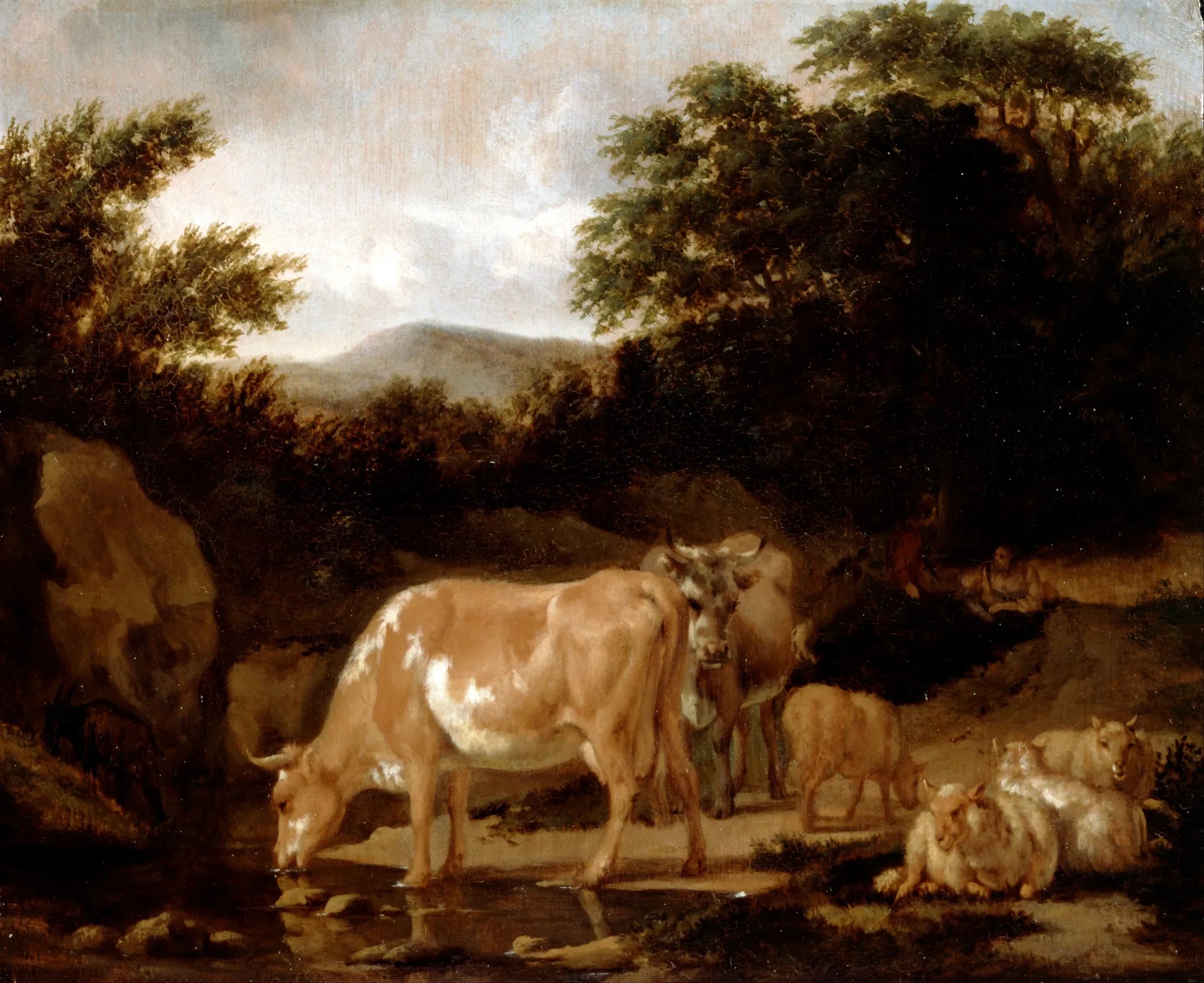Vaches et moutons dans un bois - Adriaen van de Velde image 1 reproduction de peinture à l’huile