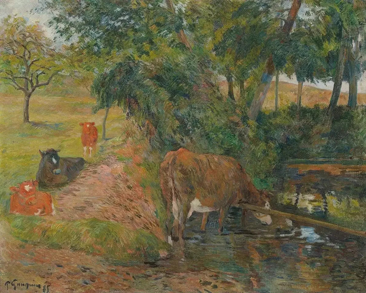 Vaches près de Dieppe, ou Vaches au repos - Paul Gauguin image 1 copie peinte à la main à l’huile