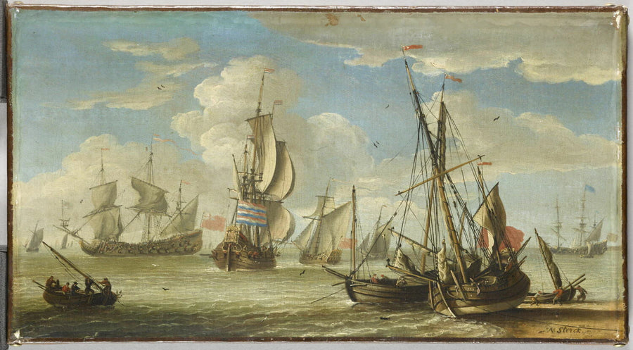 Vaisseaux et barques sur la mer - Abraham Storck