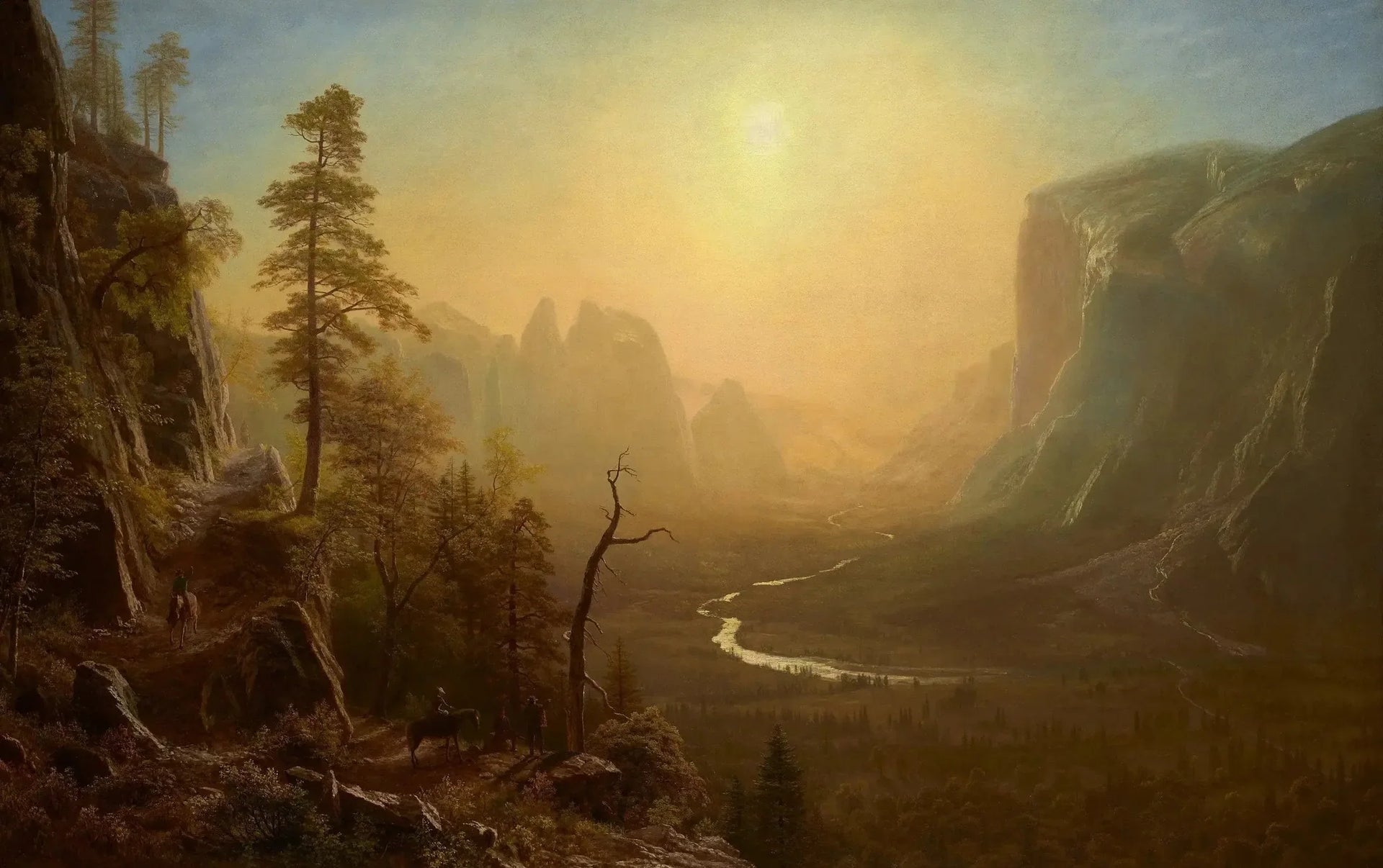 Vallée de Yosemite, sentier Glacier Point - Albert Bierstadt image 1 copie de tableau peinte à la main
