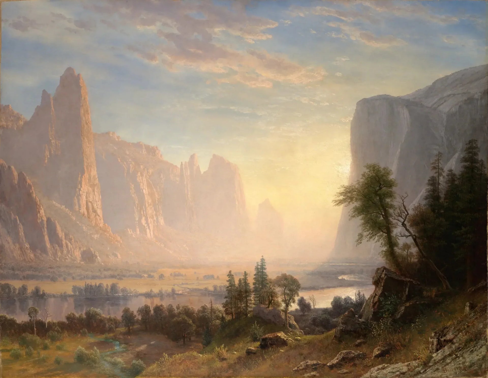 Vallée du Yosemite - Albert Bierstadt image 1 reproduction d’œuvre d’art à l’huile