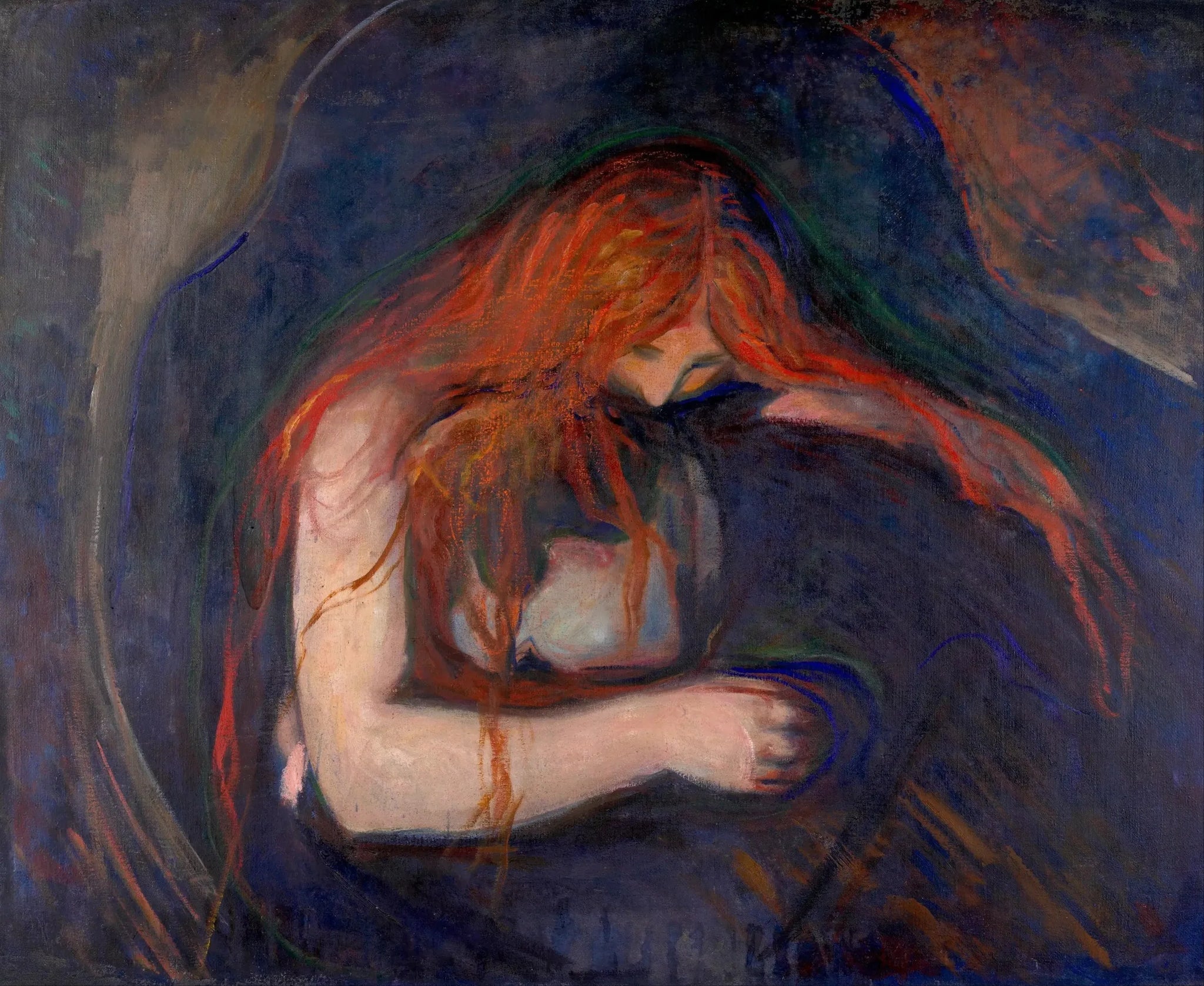 Vampire - Edvard Munch image 1 copie peinte à la main à l’huile