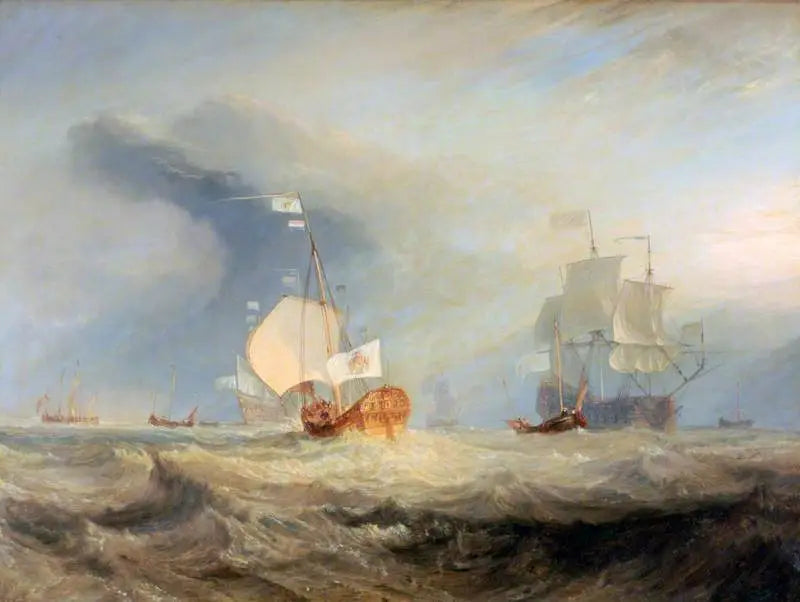 Van Tromp's Barge Entering the Texel, 1645 - J. M. W. Turner image 1 copie peinte à la main à l’huile