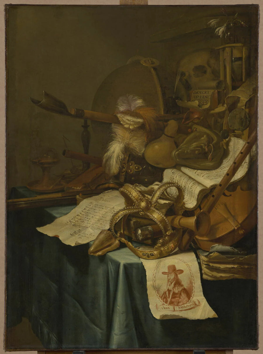 Vanité avec une couronne royale et le portrait de Charles Ier d Angleterre - Vincent Laurensz van de Vinne