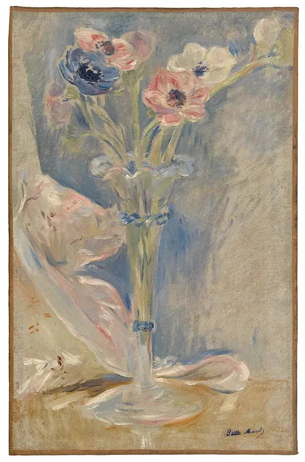 Vase avec anémones et sachet de bonbons - Berthe Morisot image 1 copie peinte à la main à l’huile