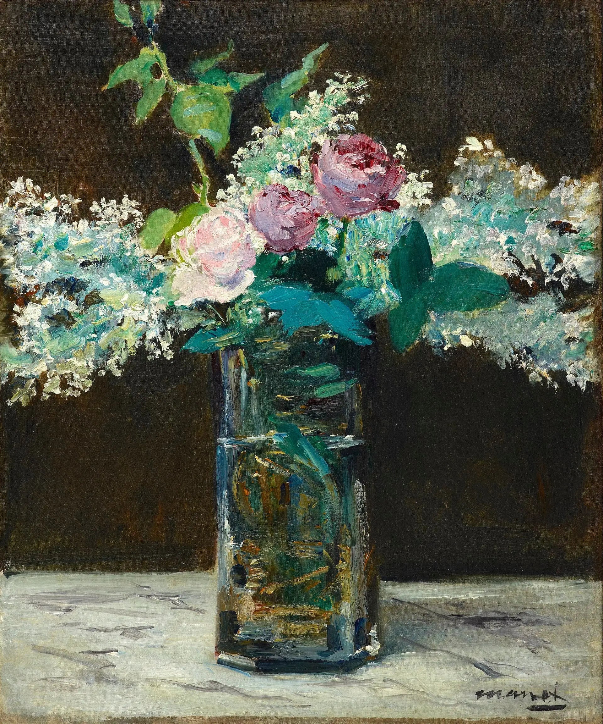 Vase avec lilas blanc et roses - Édouard Manet image 1 reproduction réalisée par Alpha Reproduction
