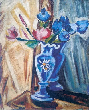 Vase bleu avec des fleurs - Olga Rozanova image 1 copie peinte à la main à l’huile
