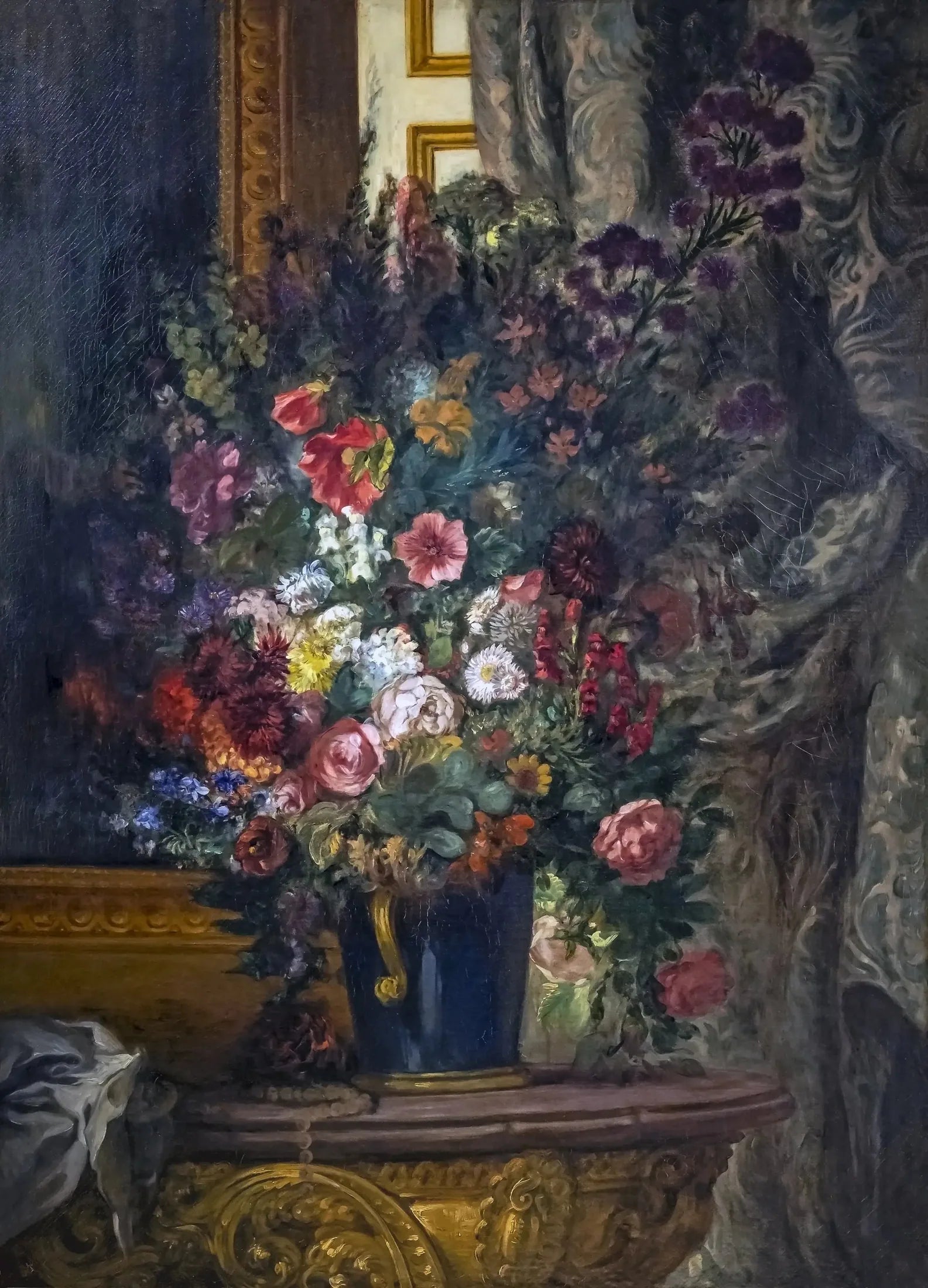 Vase de fleurs à la console - Eugène Delacroix image 1 copie de tableau peinte à la main