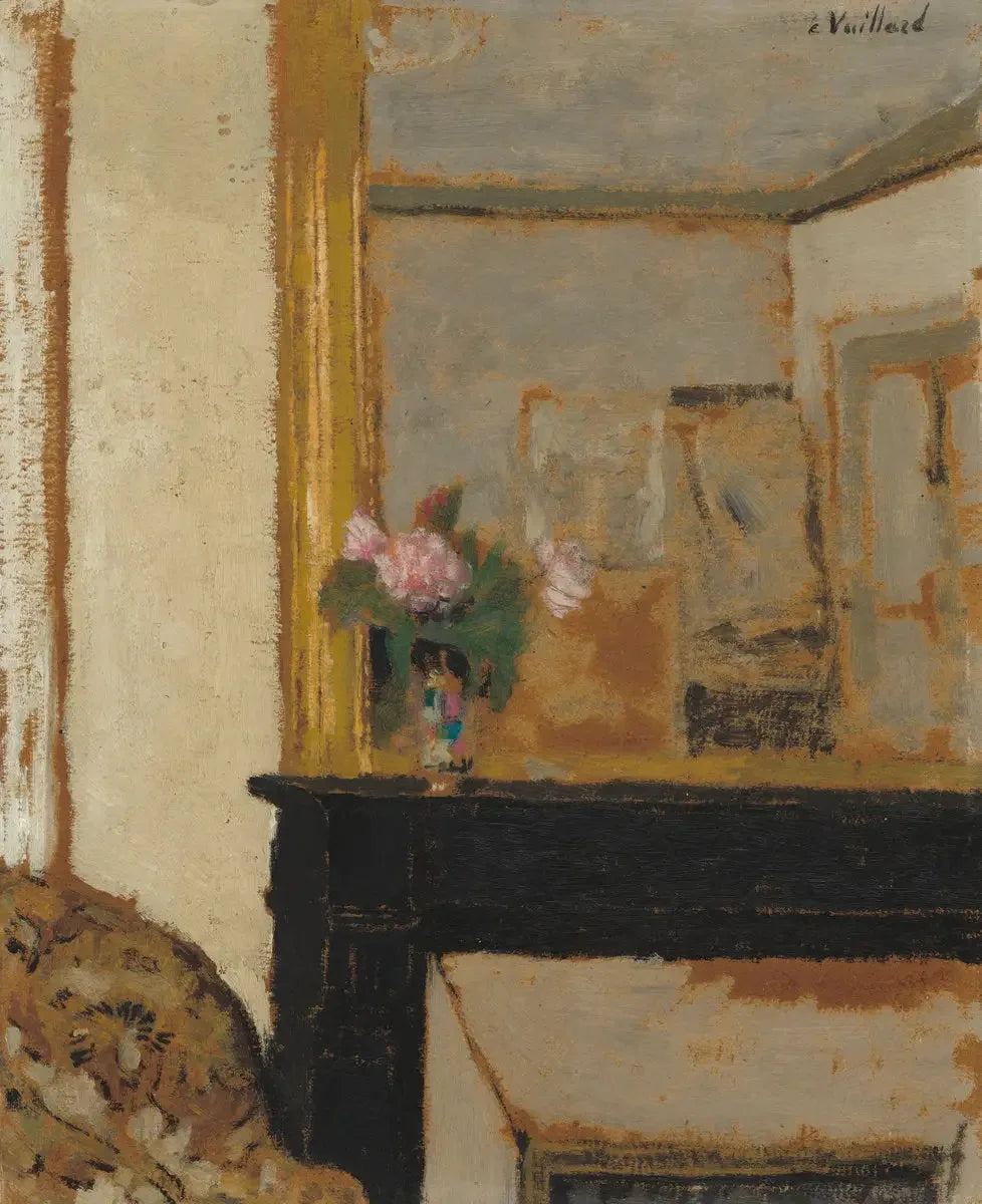 Vase de fleurs sur une cheminée - Édouard Vuillard image 1 copie de tableau peinte à la main