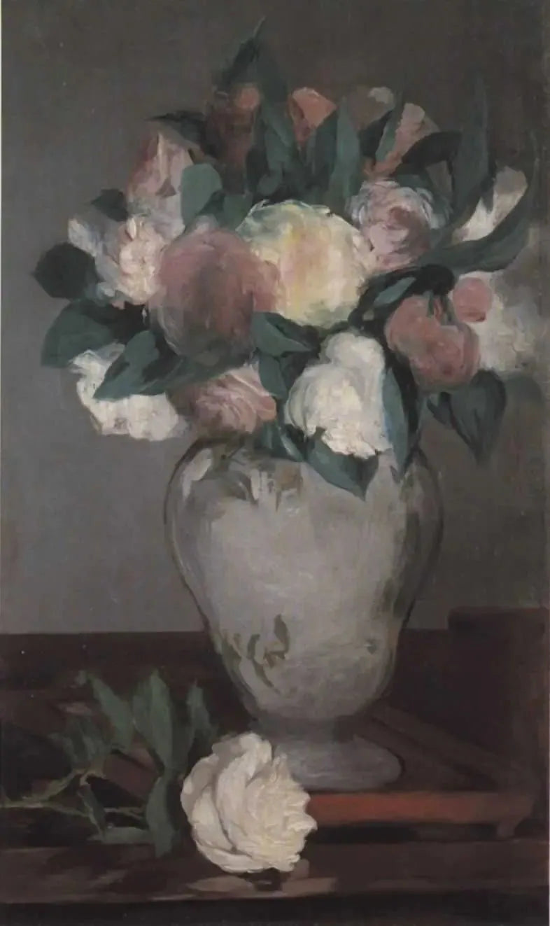 Vase de pivoines sur un plateau laqué - Édouard Manet image 1 reproduction de peinture à l’huile