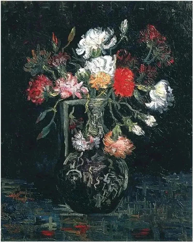 Vase avec œillets blancs et rouges, F236 – Van Gogh