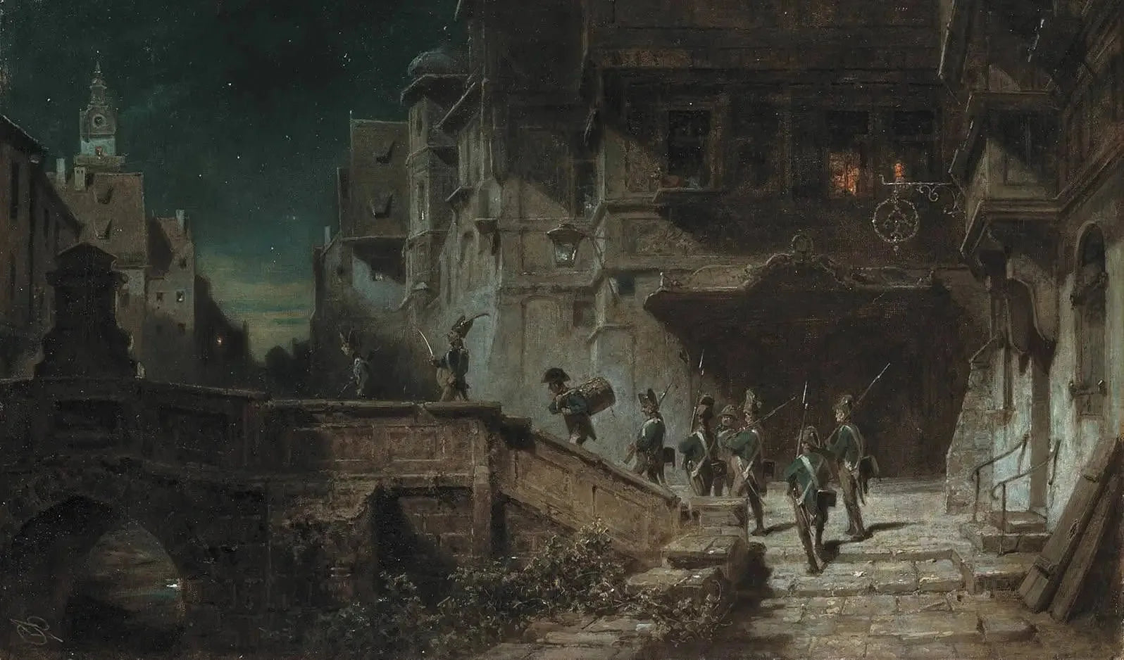 Veilleurs de nuit - Carl Spitzweg image 1 reproduction de peinture à l’huile