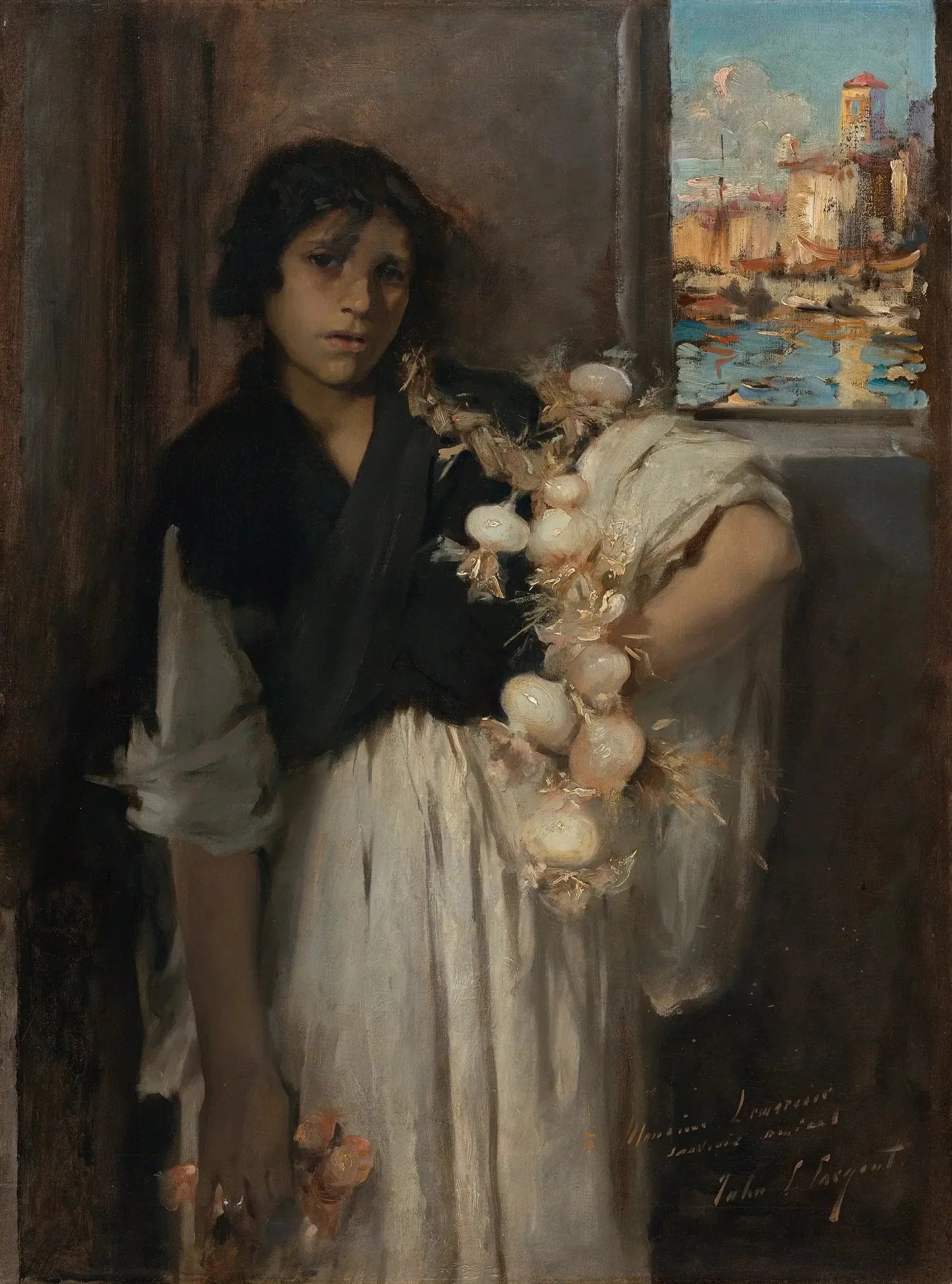Vendeur d'oignons vénitien - John Singer Sargent image 1 copie peinte à la main à l’huile