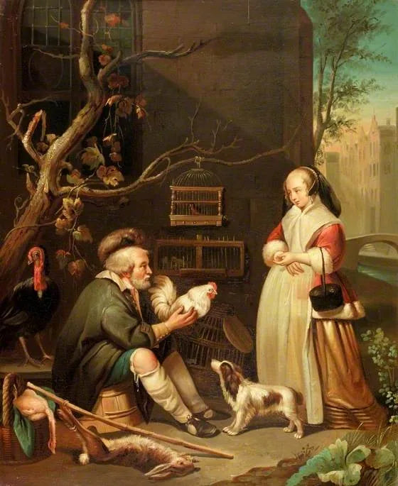 Vendeur d'oiseaux néerlandais - Gabriel Metsu image 1 reproduction artisanale de tableau