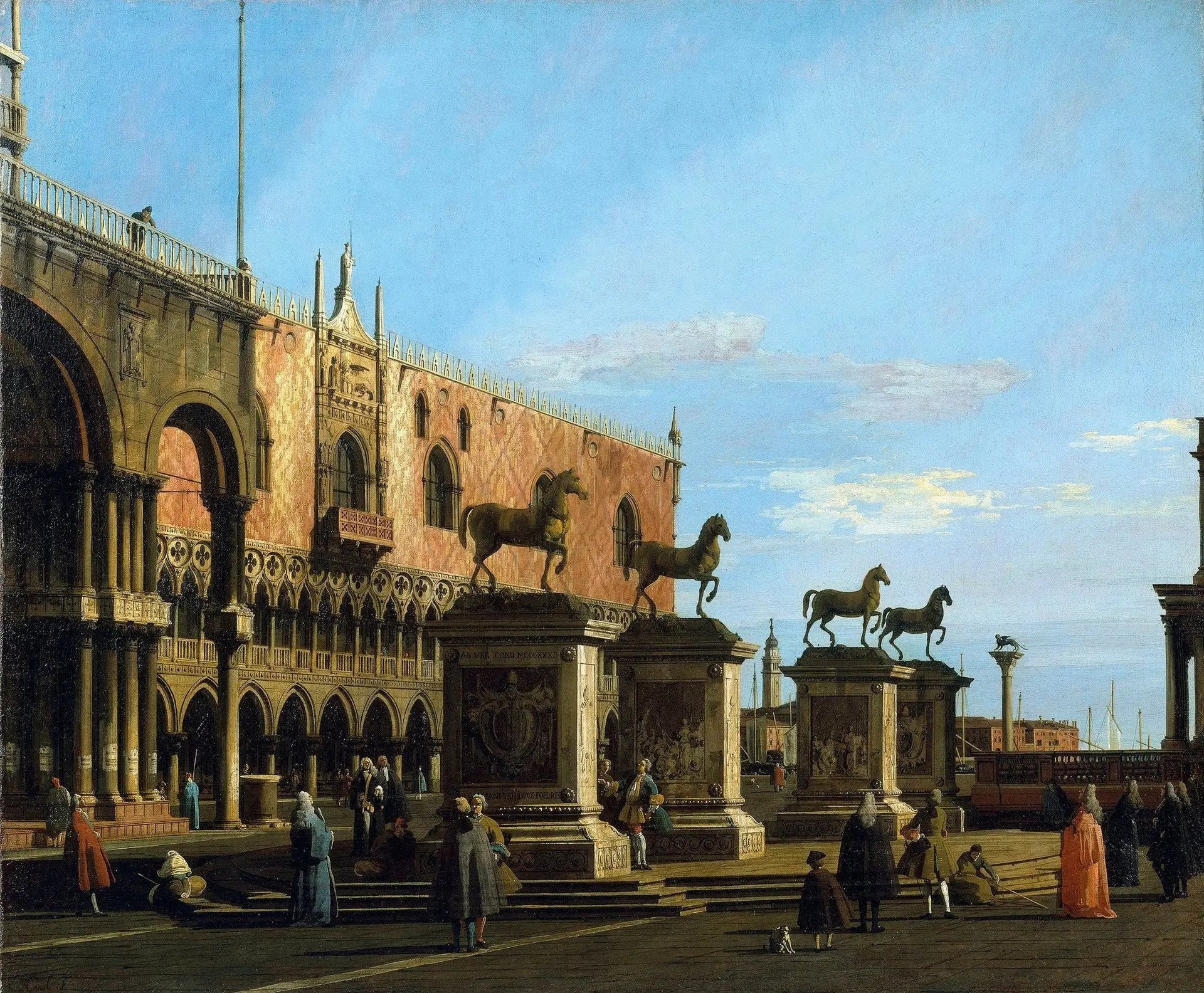 Venise : capriccio de la Piazzetta avec les chevaux de Saint-Marc - Canaletto image 1 reproduction de peinture à l’huile