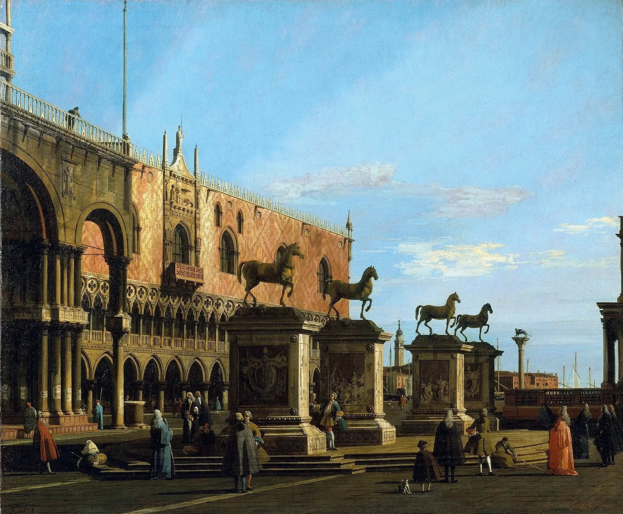 Venise : capriccio de la Piazzetta avec les chevaux de Saint-Marc - Canaletto image 1 reproduction de peinture à l’huile