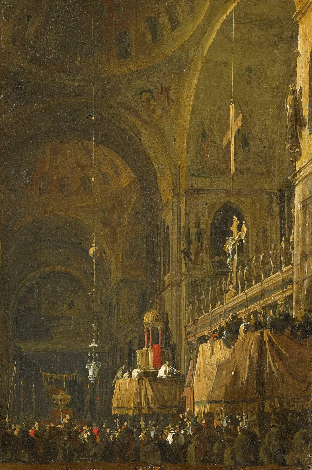 Venise : Intérieur de San Marco la nuit - Canaletto image 1 copie de tableau peinte à la main