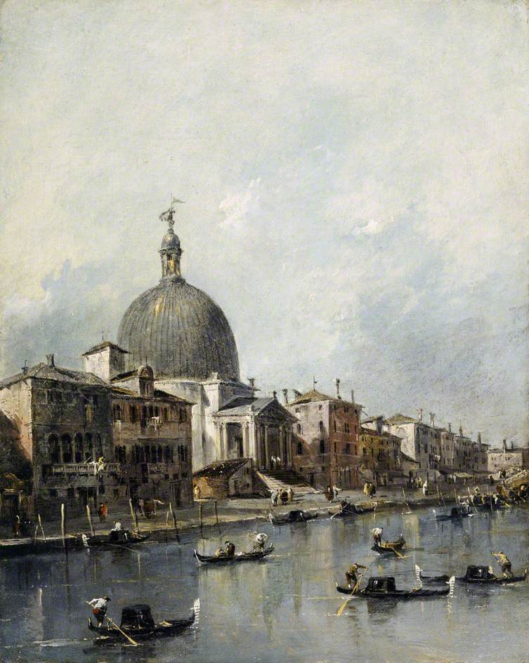 Venise, l'église de San Simeone Piccolo sur le Grand Canal - Francesco Guardi image 1 reproduction artisanale de tableau