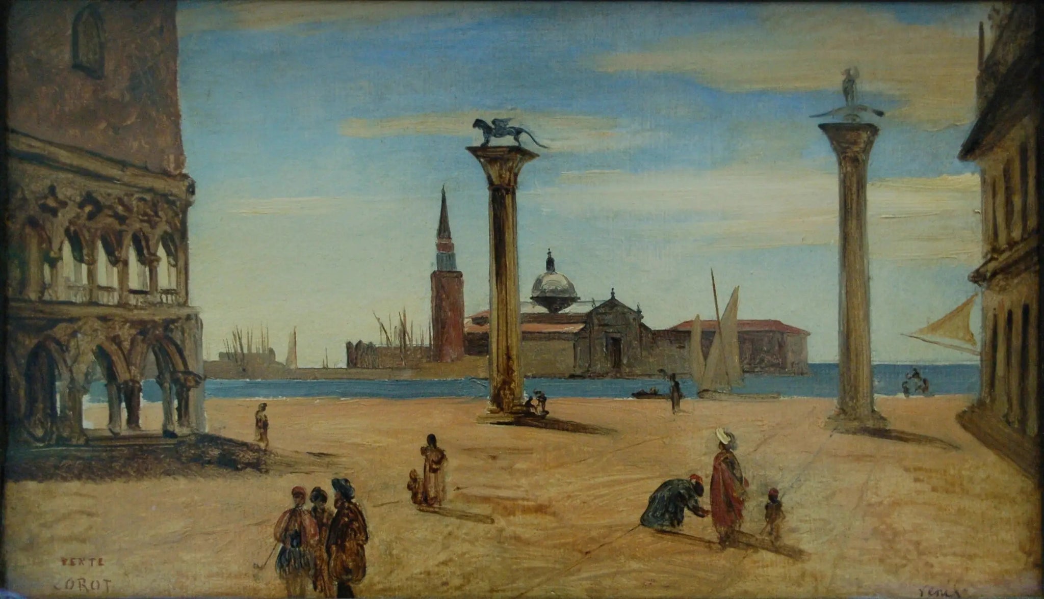 Venise, la piazzetta - Jean-Baptiste Camille Corot image 1 reproduction artisanale de tableau